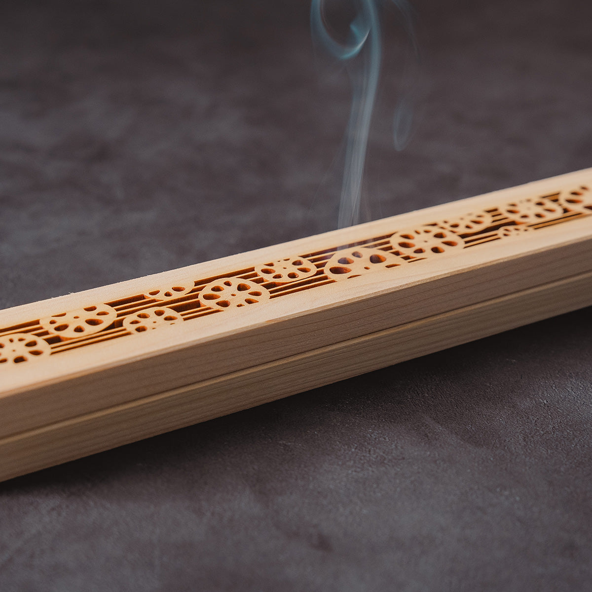 Hinoki Wood Incense Burner – Lotus Stripe Pattern