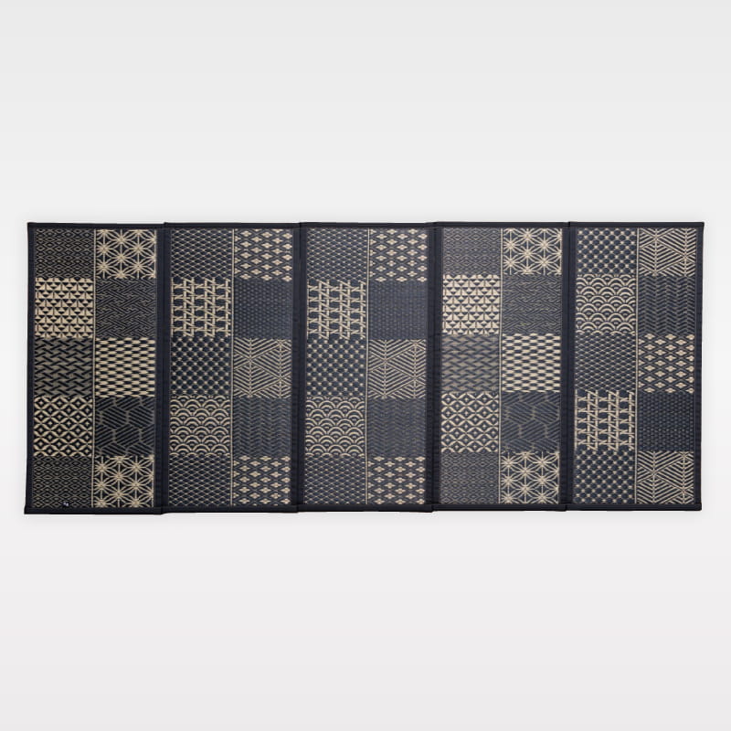Foldable Tatami Floor Mat - Edokomon, Five-Panel, Black