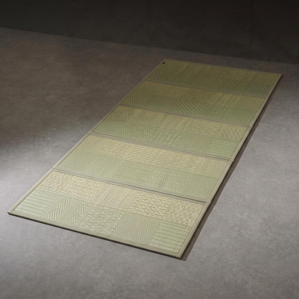 Foldable Tatami Floor Mat - Edokomon, Five-Panel, Natural