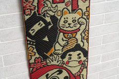 Japanese Igusa Tatami Wall Hanging "Fukumaneki" auspicious Tapestry