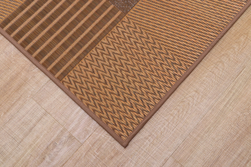 Japanese Igusa Carpet "Kyosashiko" multiple textures patchwork-style Ichimatsu