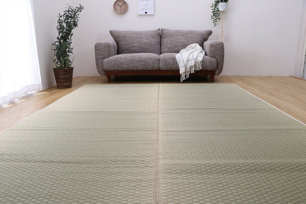 Japanese Igusa Tatami rug "DX Plain" Natural Simple Ichimatsu Design, Non-Slip Backing