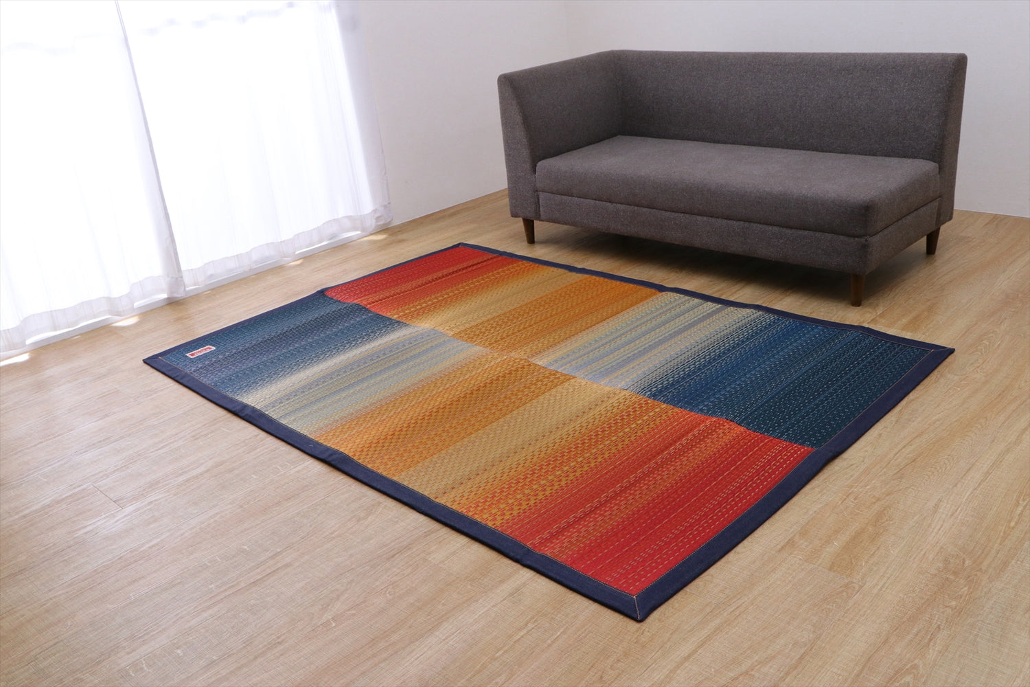 Japanese Igusa Tatami Rug "F-Joy" Ikehiko × Kaihara Denim Non-Slip PU backing