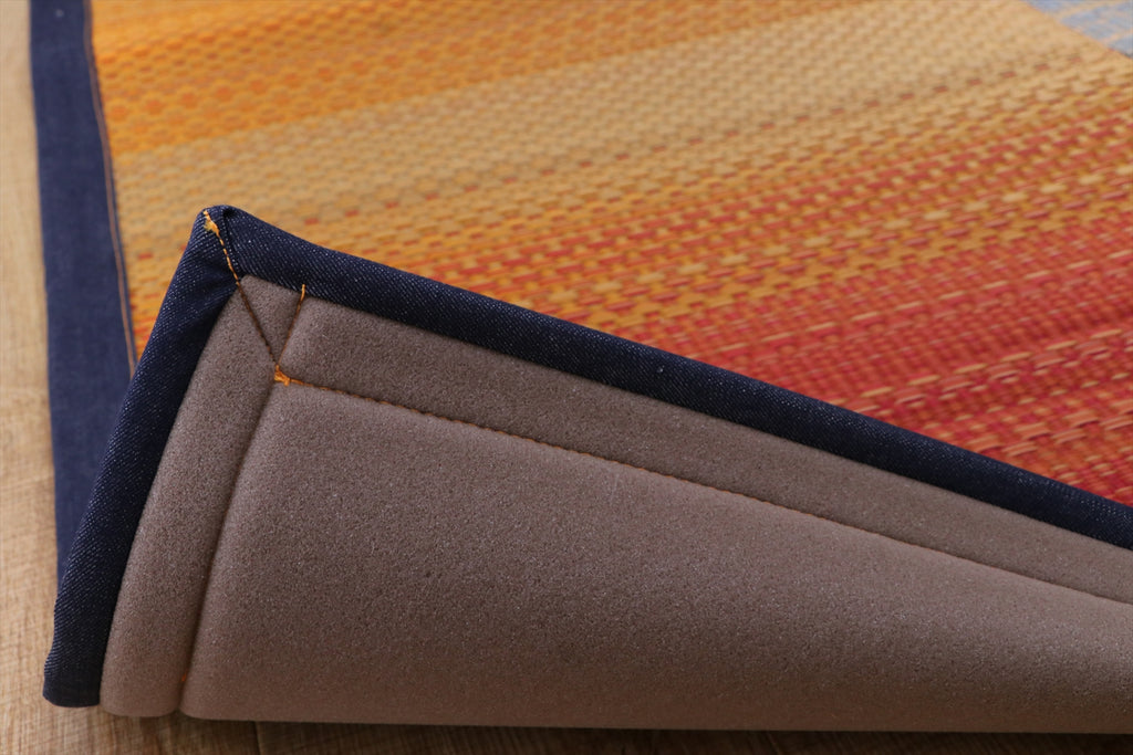 Japanese Igusa Tatami Rug "F-Joy" Ikehiko × Kaihara Denim Non-Slip PU backing