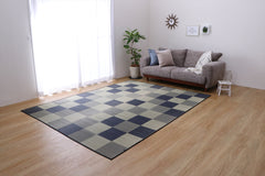 Japanese Igusa Tatami modern style rug “F Block” Non-Slip PU Backing