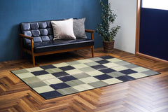 Japanese Igusa Tatami modern style rug “F Block” Non-Slip PU Backing