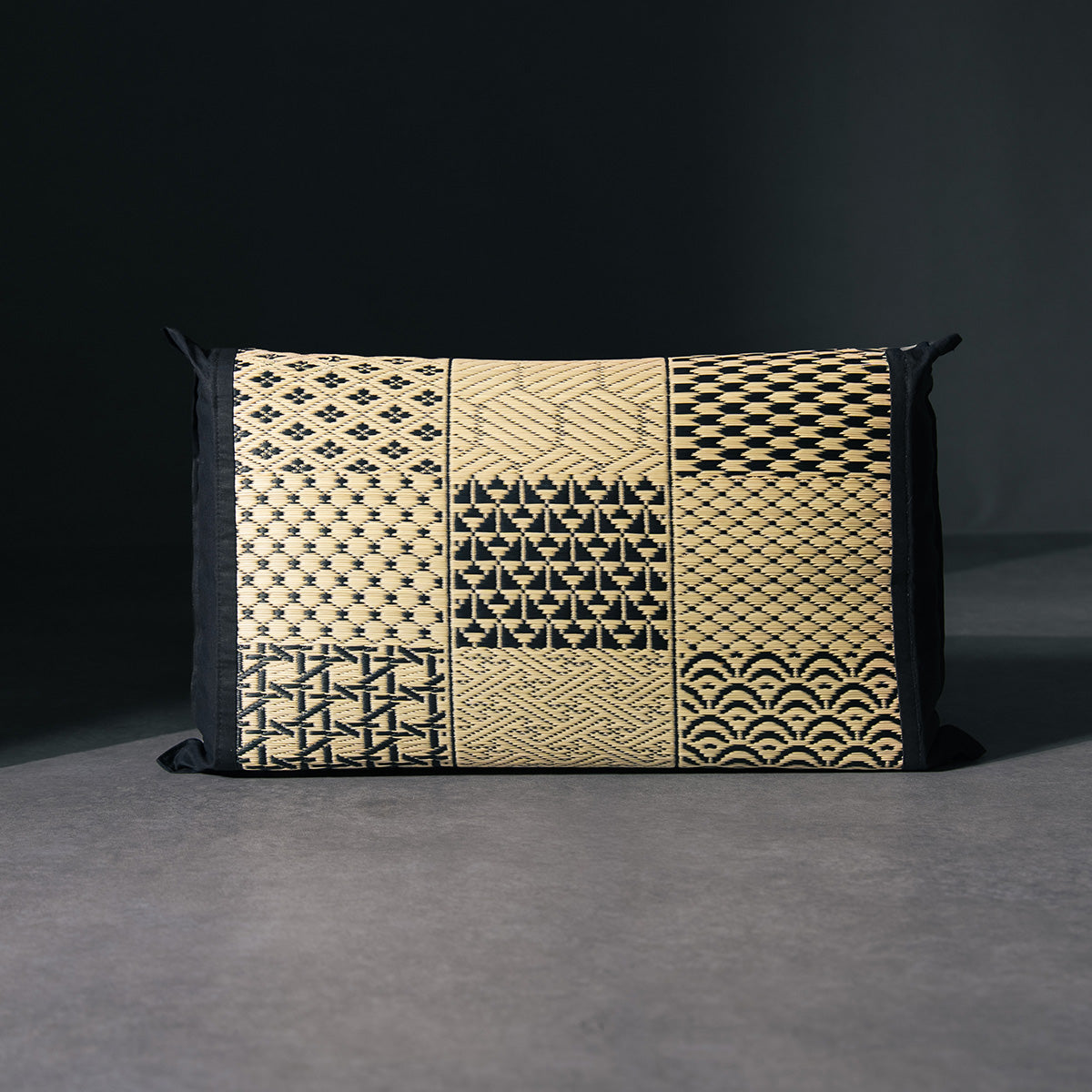 An igusa tatami pillow in white Edo Komon