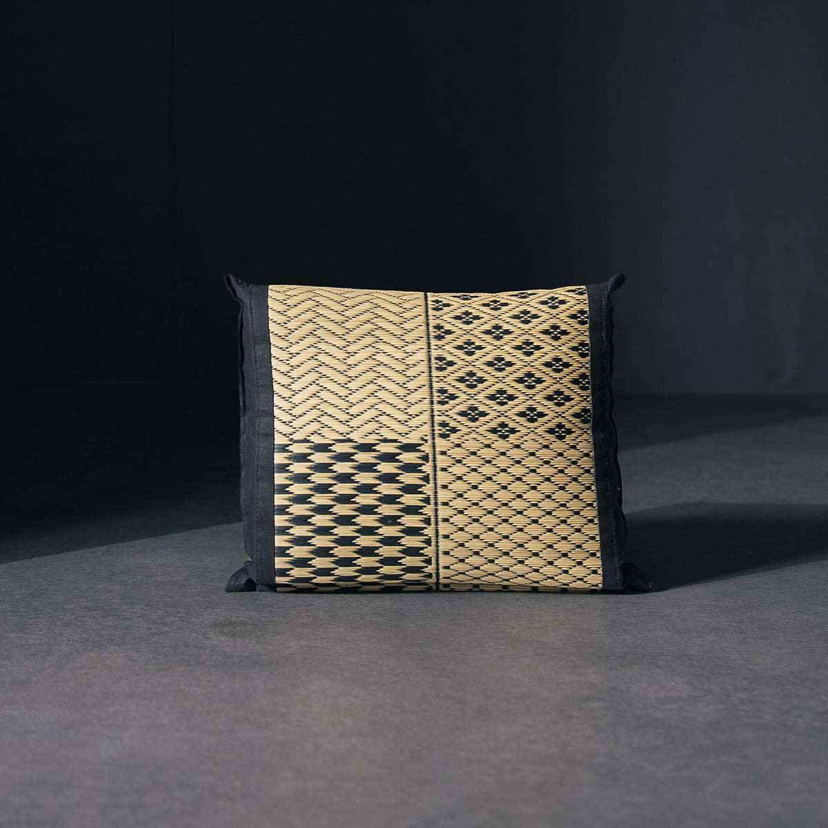 An igusa tatami pillow in white Edo Komon