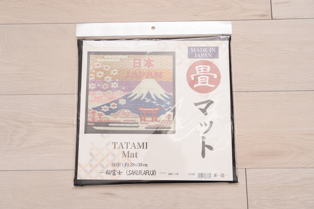Japanese Igusa Tatami Mat Placemat "Sakura Fuji" 28×30cm