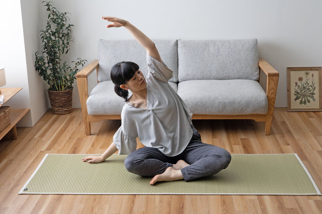 Japanese Natural Igusa Tatami Yoga & Meditation Mat "Edo" PVC non-slip backing 66×185 cm