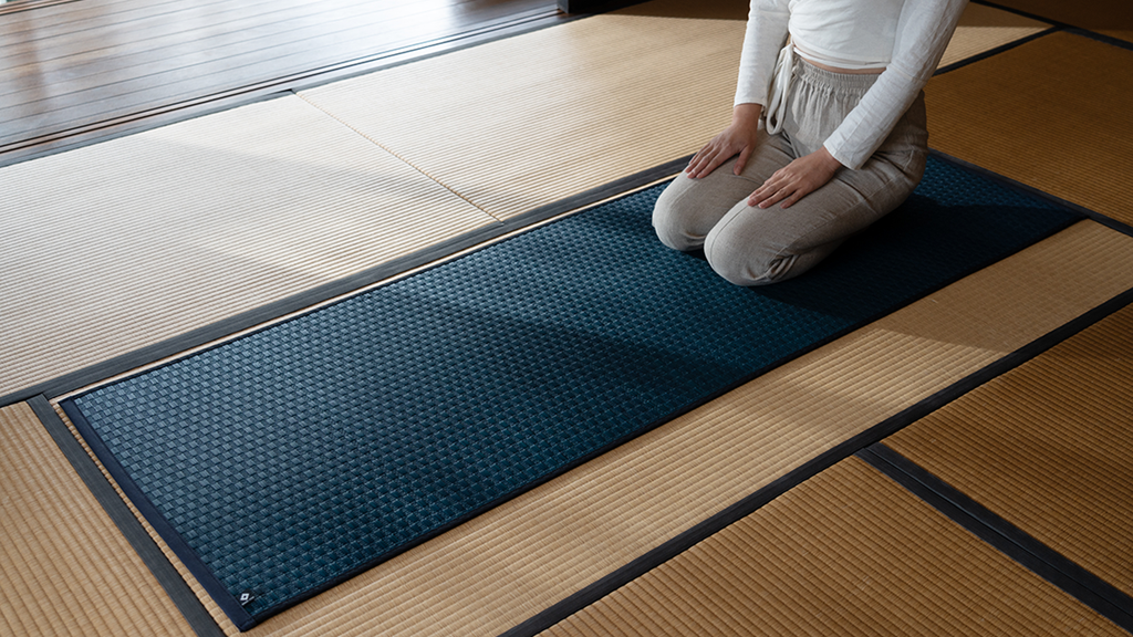 Japanese Natural Igusa Tatami Yoga & Meditation Mat "Edo" PVC non-slip backing 66×185 cm