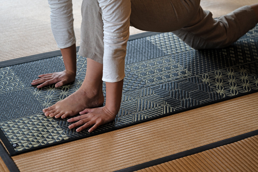 Japanese Natural Igusa Tatami Yoga & Meditation Mat "Edo" PVC non-slip backing 66×190cm