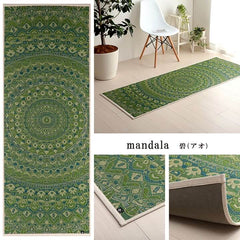 Japanese Natural Tatami Yoga Mat-mandala Green