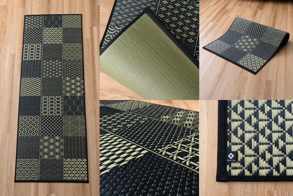 Japanese Natural Igusa Tatami Yoga & Meditation Mat "Edo" PVC non-slip backing 66×190cm