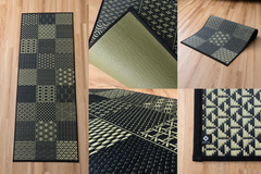 Japanese Natural Igusa Tatami Yoga & Meditation Mat "Edo" PVC non-slip backing 66×190cm