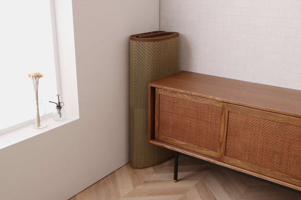 Japanese Igusa Rug “DX Noah"Tatami Style Rug Ichimatsu Simple Design, Non-Slip Backing - IKEHIKO Japan