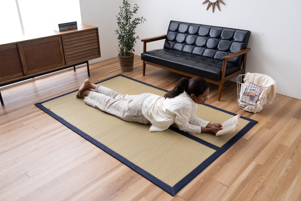 Japanese Igusa Tatami-Style Rug "DX Okinawa Beegu" Non-Slip Backing