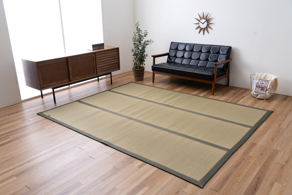 Japanese Igusa Tatami-Style Rug "DX Okinawa Beegu" Non-Slip Backing