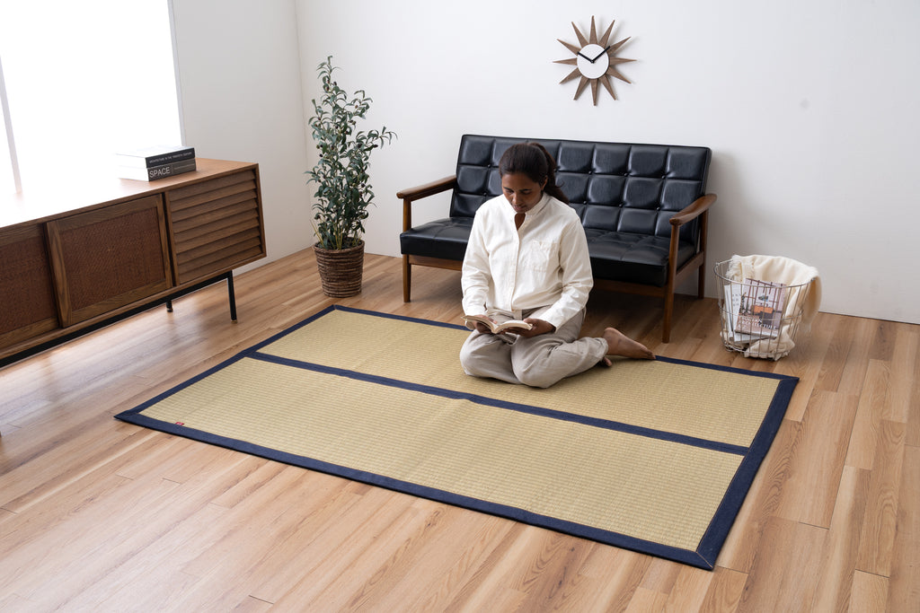 Japanese Igusa Tatami-Style Rug "DX Okinawa Beegu" Non-Slip Backing