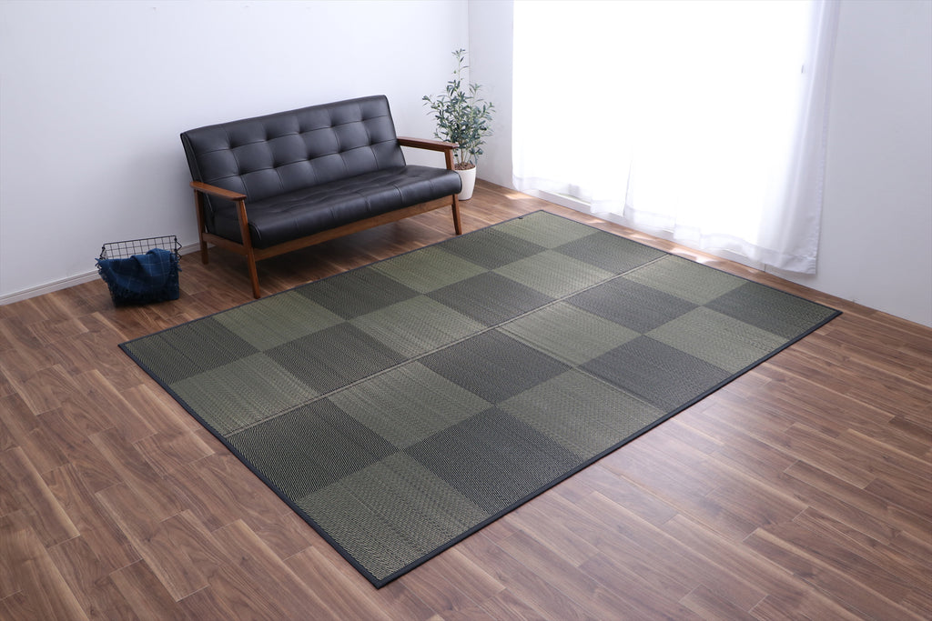 Japanese Igusa Rug “DX Noah” Tatami Style Rug – Ichimatsu Simple Design, Non-Slip Backing