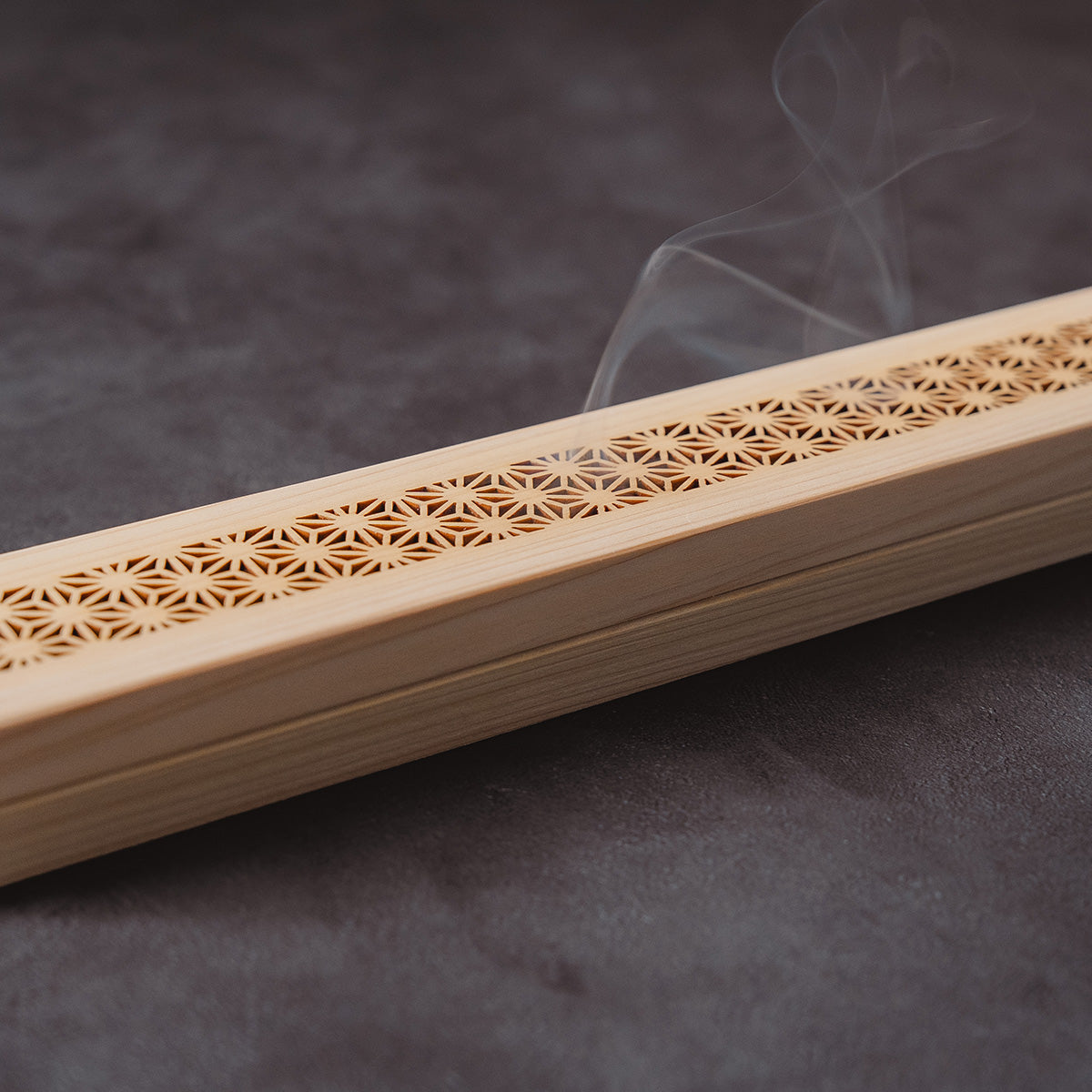 Hinoki Wood Incense Burner – Hemp Leaf Pattern