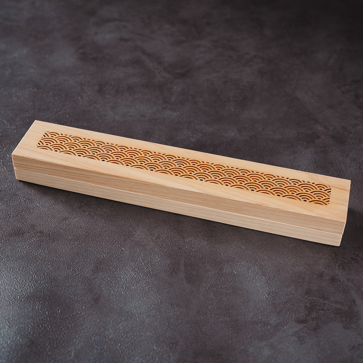 Hinoki Wood Incense Burner – Seigaiha Wave Pattern