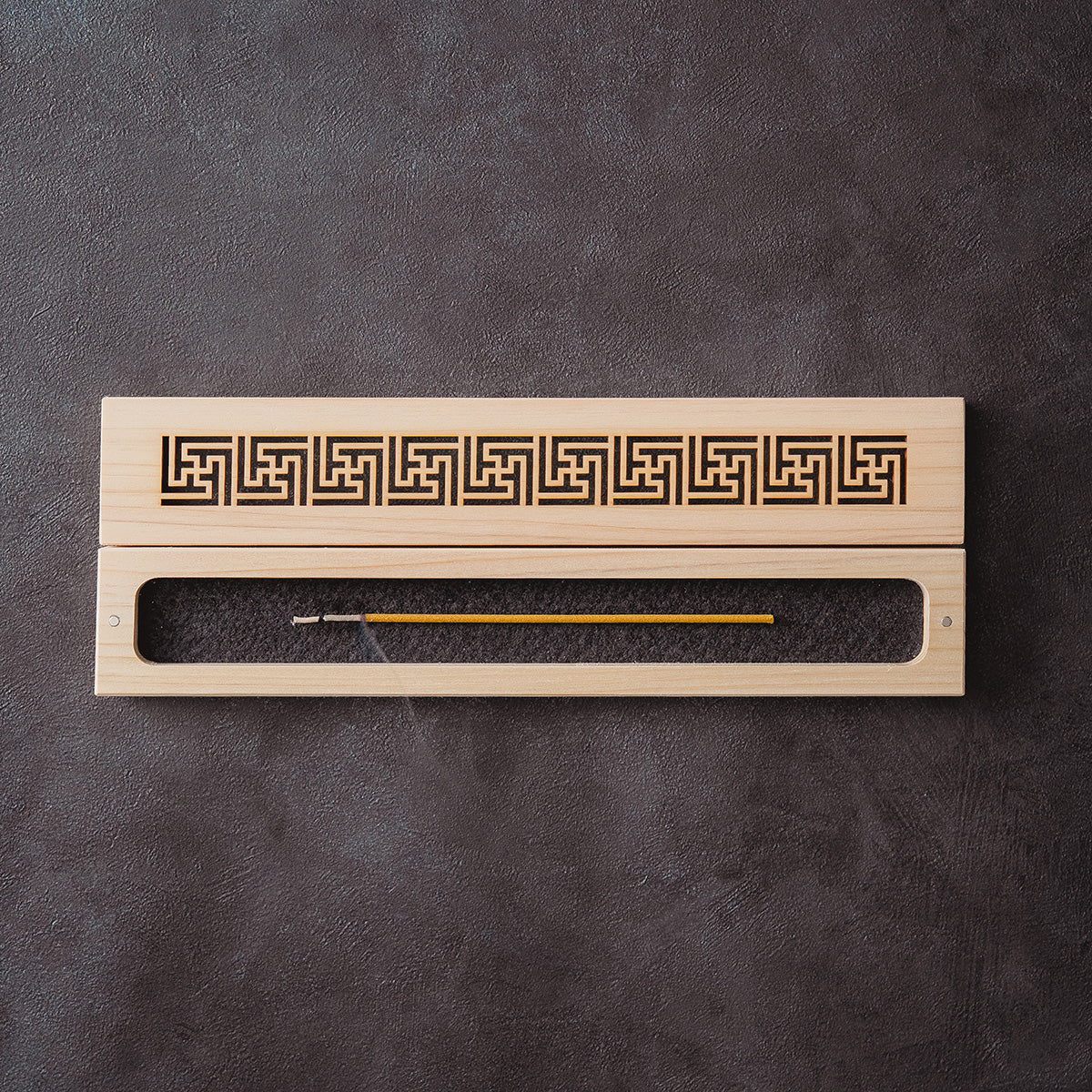 Hinoki Wood Incense Burner – Manji Pattern