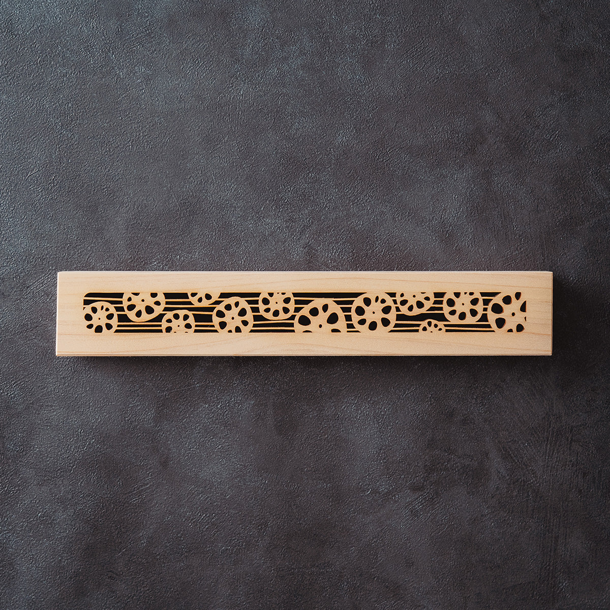 Hinoki Wood Incense Burner – Lotus Stripe Pattern