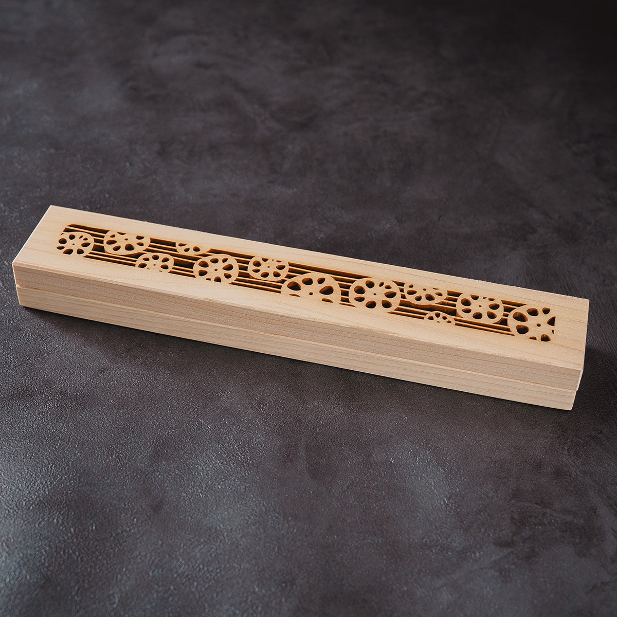 Hinoki Wood Incense Burner – Lotus Stripe Pattern