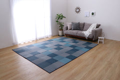 Japanese Igusa Carpet "Kyosashiko" multiple textures patchwork-style Ichimatsu