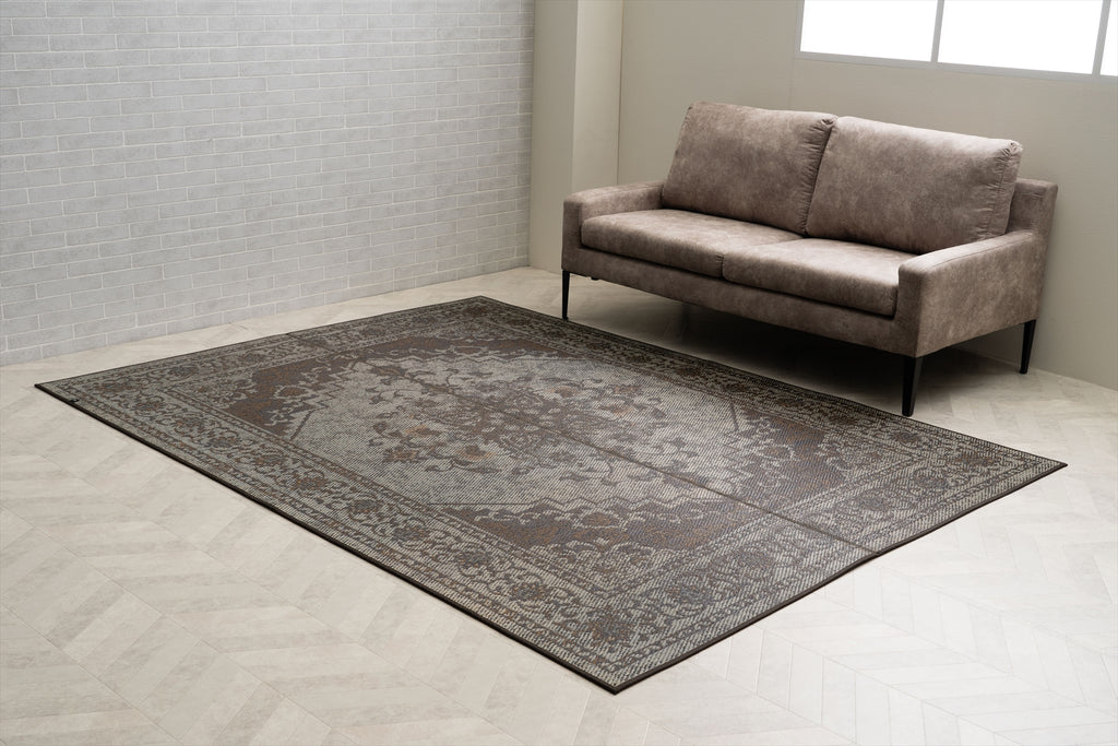 Japanese Igusa Tatami style rug "DX Histoire" vintage-inspired design Non-Slip Backing - IKEHIKO Japan