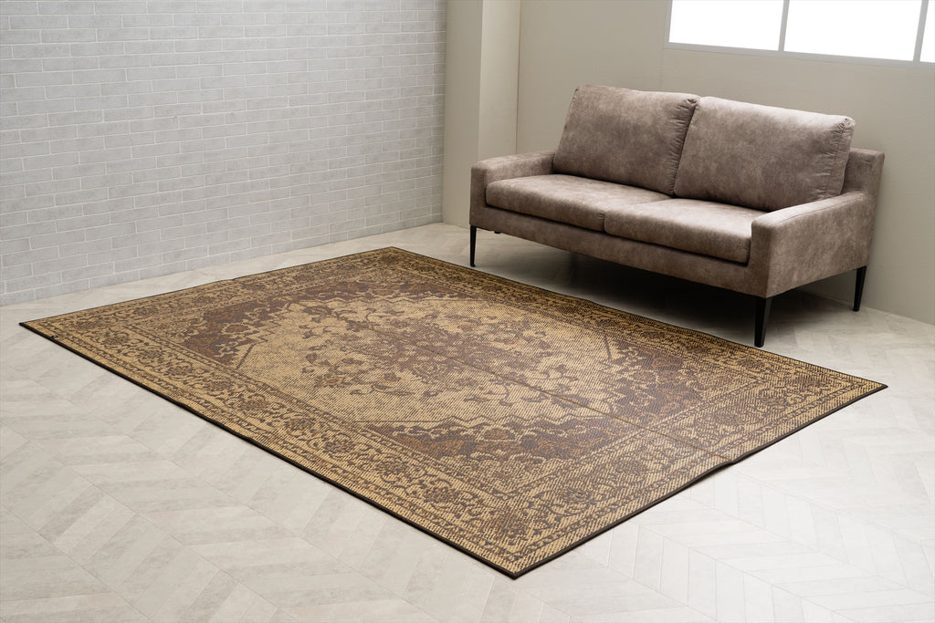 Japanese Igusa Tatami style rug "DX Histoire" vintage-inspired design Non-Slip Backing - IKEHIKO Japan