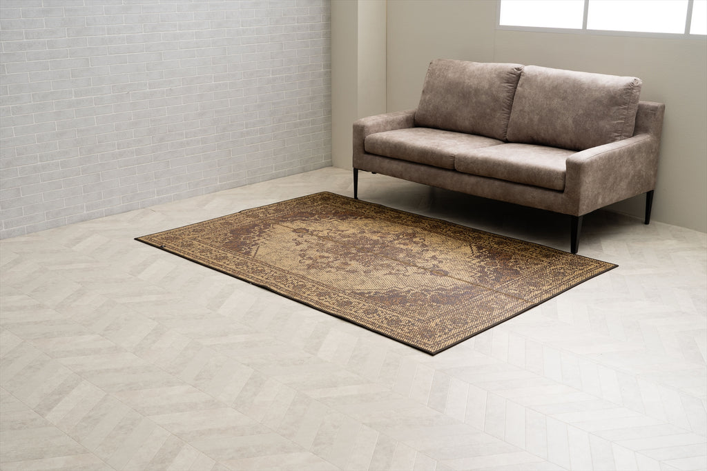 Japanese Igusa Tatami style rug "DX Histoire" vintage-inspired design Non-Slip Backing