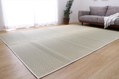 Japanese Igusa Tatami rug "DX Plain" Natural Simple Ichimatsu Design, Non-Slip Backing