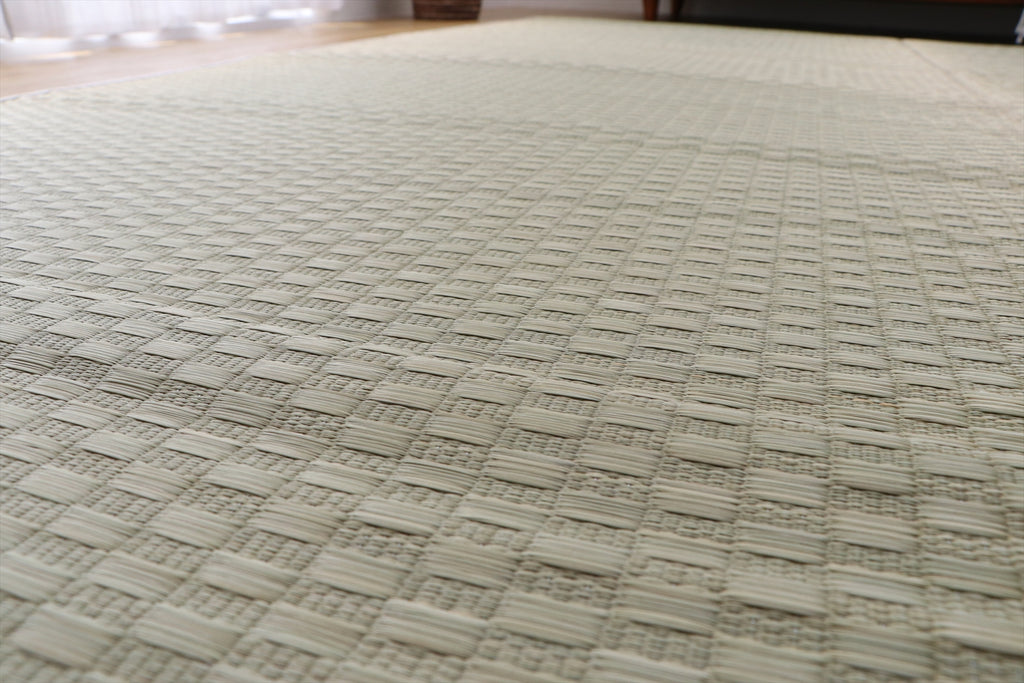 Japanese Igusa Tatami rug "DX Plain" Natural Simple Ichimatsu Design, Non-Slip Backing