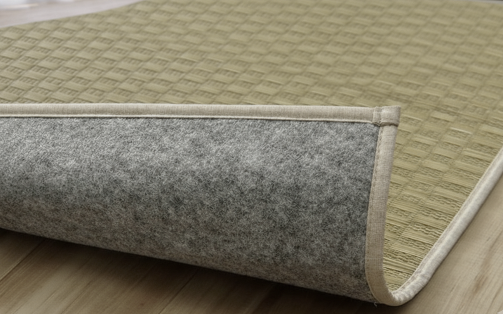Japanese Igusa Tatami rug "DX Plain" Natural Simple Ichimatsu Design, Non-Slip Backing