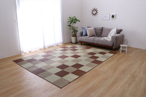 Japanese Igusa Tatami modern style rug “F Block” Non-Slip PU Backing