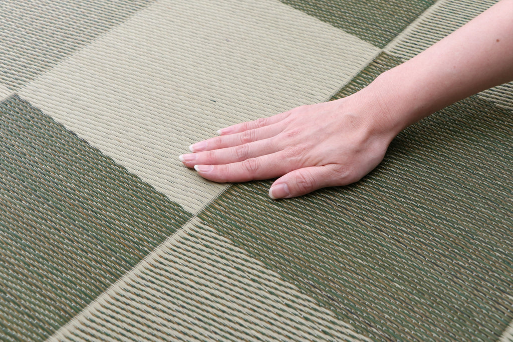 Japanese Igusa Tatami modern style rug “F Block” Non-Slip PU Backing