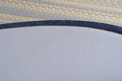 Japanese Igusa Tatami Rug Oval "F-Joy” IKEHIKO × Kaihara Denim, Non-Slip Backing