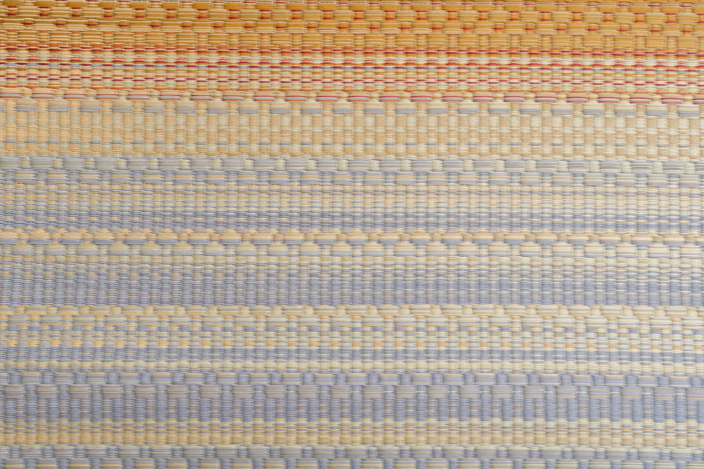 Japanese Igusa Tatami Rug Oval "F-Joy” IKEHIKO × Kaihara Denim, Non-Slip Backing