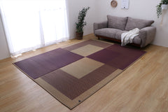 Japanese Igusa Tatami Rug “DX Morning” Ichimatsu pattern non-slip support