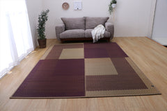 Japanese Igusa Tatami Rug “DX Morning” Ichimatsu pattern non-slip support