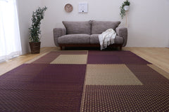 Japanese Igusa Tatami Rug “DX Morning” Ichimatsu pattern non-slip support