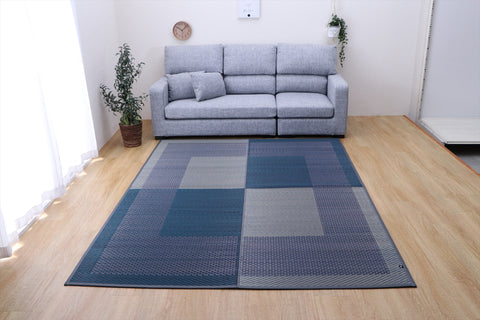 Japanese Igusa Tatami Rug “DX Morning"Ichimatsu pattern non-slip support - IKEHIKO Japan