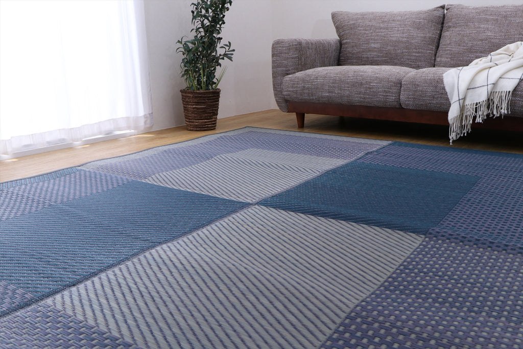 Japanese Igusa Tatami Rug “DX Morning” Ichimatsu pattern non-slip support