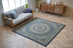 Japanese Igusa Tatami style rug "F-Circle" Medallion Classic Non-Slip PU Backing