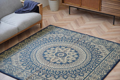 Japanese Igusa Tatami style rug "F-Circle" Medallion Classic Non-Slip PU Backing