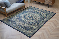 Japanese Igusa Tatami style rug "F-Circle" Medallion Classic Non-Slip PU Backing