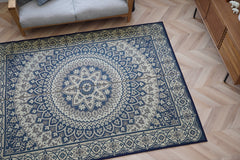 Japanese Igusa Tatami style rug "F-Circle" Medallion Classic Non-Slip PU Backing