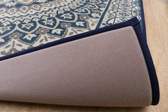 Japanese Igusa Tatami style rug "F-Circle" Medallion Classic Non-Slip PU Backing